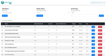 Main user dasboard for the paraphrasing tool